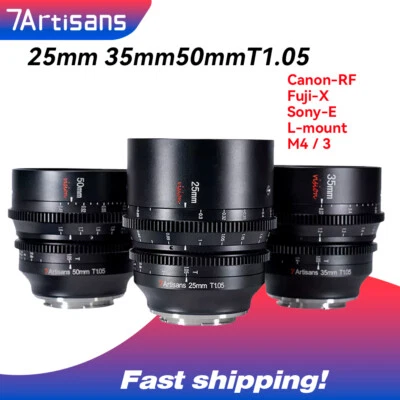 7 ARTISANS 7artisans 25mm 35mm 50mm T1.05 Cine Lens for Sony Fuji Leica Micro 4/3 RF New