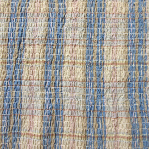 NWT Sezane Olga in Camel Blue Plaid Smocked Skirt Blouson Mini Dress 46 / US 12 - Picture 5 of 9
