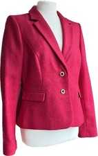 Hobbs Wool Jacket 14 Red Hackness British Tweed By Moon Hardly Worn