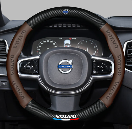 15" PU Leather+Carbon fiber Steering Wheel Cover For 1944-2024 Volvo All Cars - Picture 9 of 9