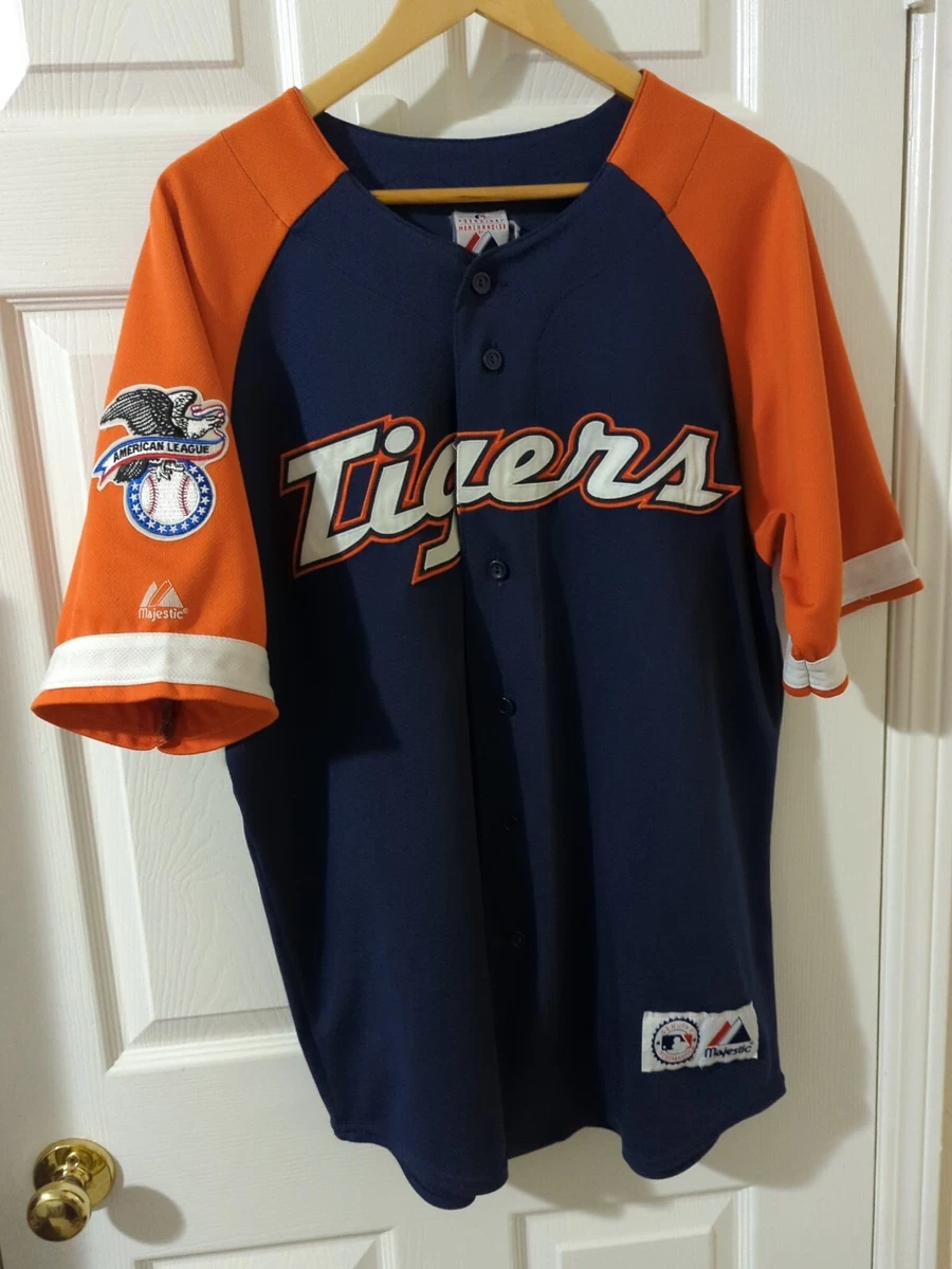 Detroit Tigers AL Patch Blue Orange Jersey Men L S13