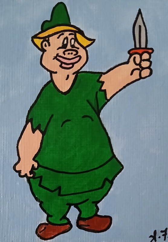 Looney Tunes Little John ACEO ORIGINAL ATC HAND PAINTED ACRYLIC SIGNED