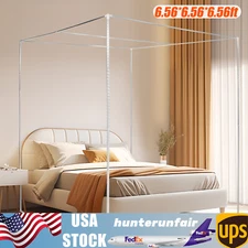 King Size Metal Canopy Bed Frame 4 Corner Bedding Canopy Frame Post Stainless