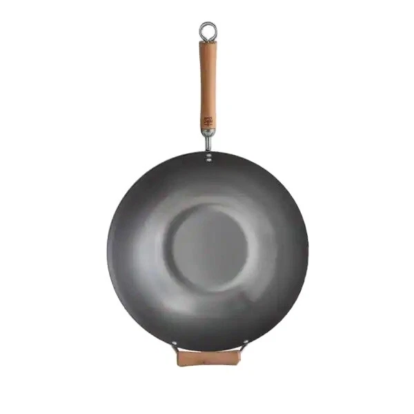 Joyce Chen 14 in. Silver Carbon Steel Wok with Easy-Grab Birchwood Handle