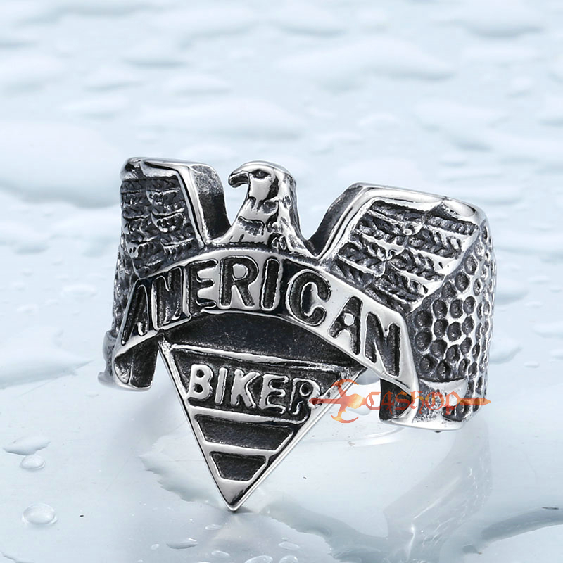 アクセサリー MOTO silver ring / Eagle ring RC 4 Men's Retro Silver Eagle Stainless Steel Ring American