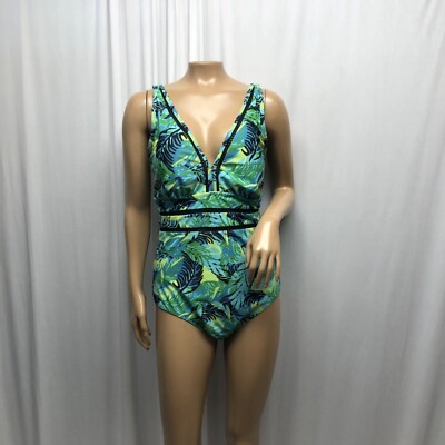 Summer Mae Tropical Leaf One Piece Swimsuit Womens Size 14 Beach Vacation NEW