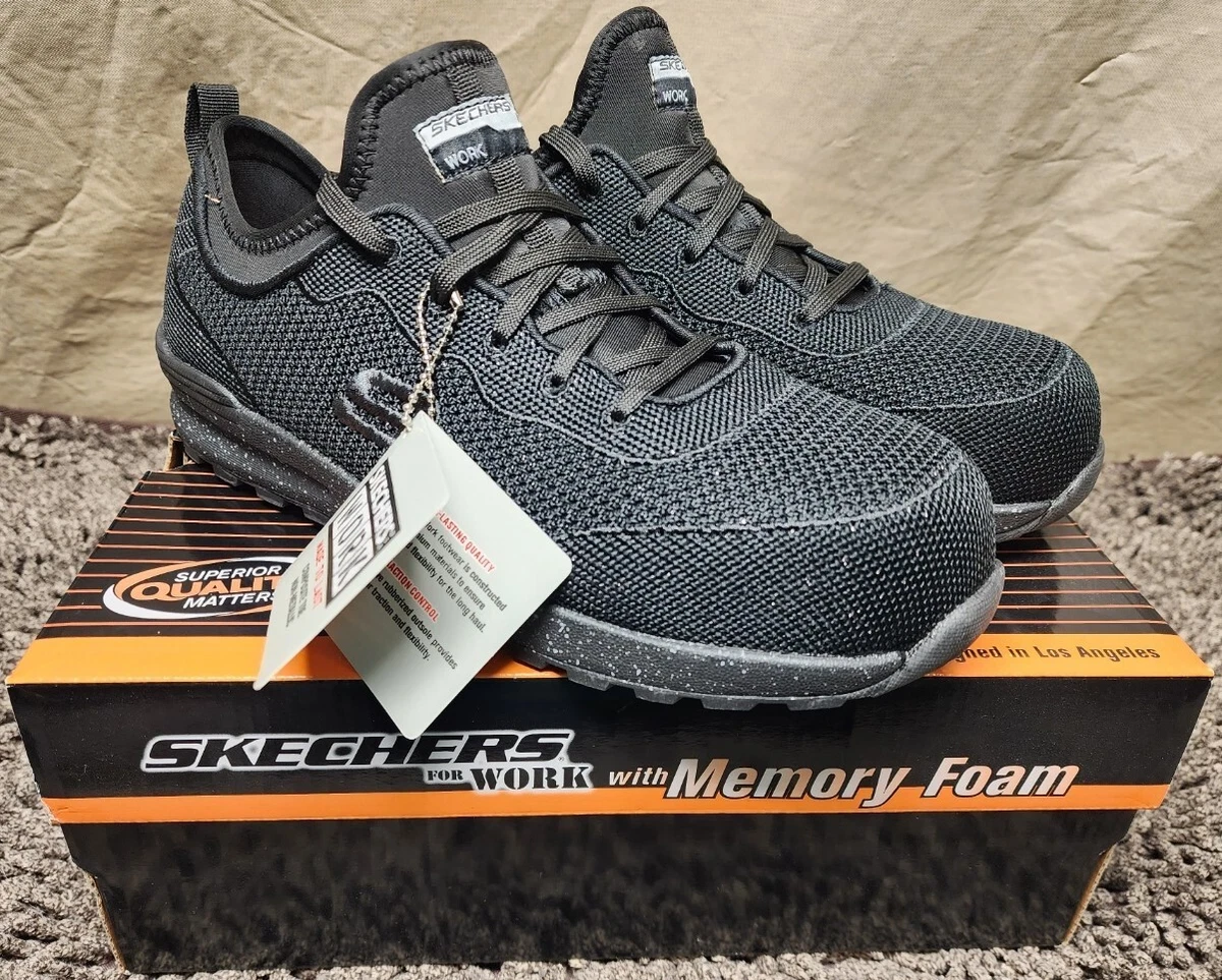 NEW WOMAN S SKECHERS WORK SHOE W COMPOSITE TOE MEMORY FOAM INSOLES