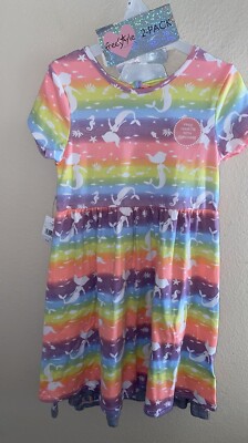 Free Style Dresses (2) with Hair Scrunchie Size 8 NWT Mermaids & Unicorns