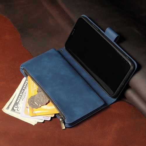 Zipper Flip Wallet Leather Card Case Cover For iPhone 14 13 12Pro 11 XR 7 8 Plus - Picture 25 of 36