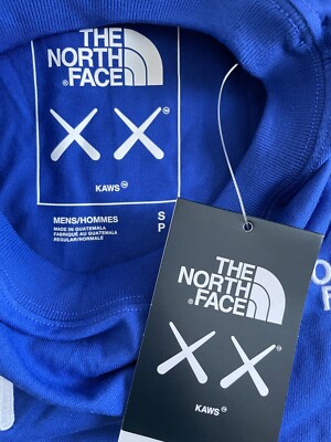 VIP【関税送料無料】希少 THE NORTH FACE BLUE COTTON T-SHIRT KAWS x The North Face Youth Tee Blue | Hype Clothinga