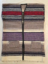 Rare Vintage Handwoven Mexican Serape Vest Southwestern Folk Art Baja Hippie Fe