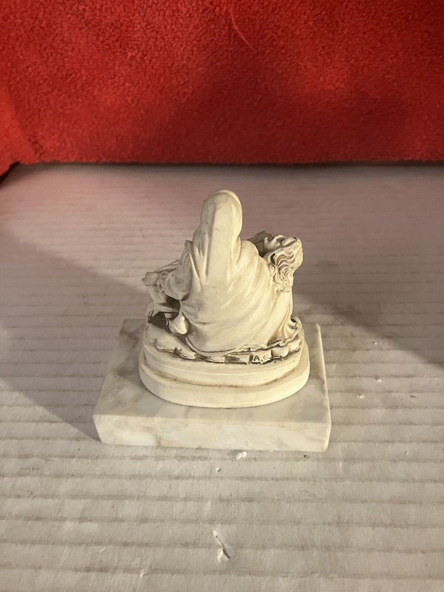VINTAGE A. SANTINI VIRGIN MARY & JESUS PIETTA SCULPTURE MARBLE