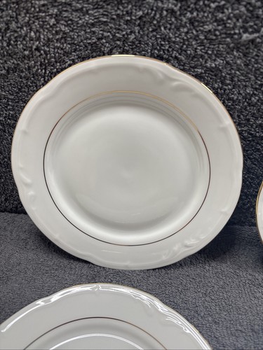 6 x Wtoctawek - Polish Porcelain Embossed Gold Rim on White Side Plates 7.5" - Picture 6 of 13
