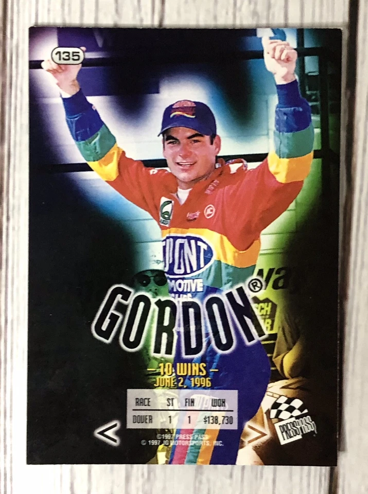 Press Pass 1997 Jeff Gordon Trading Card NASCAR 10 Wins Card #135 - Image 4 of 4
