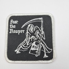Fear The Reaper Patch Black White Skeleton