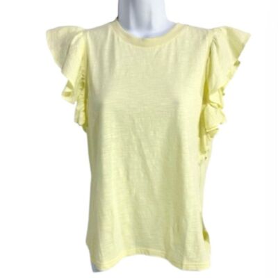 Bishop + Young Emmie Flutter Top In Lemon Twist Size Small - NEW