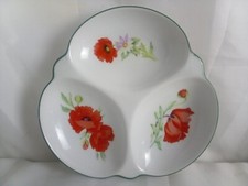 Poppies Royal Worcester  Serving Dish 3 Section Poppy Crudite Dish Dips Platter