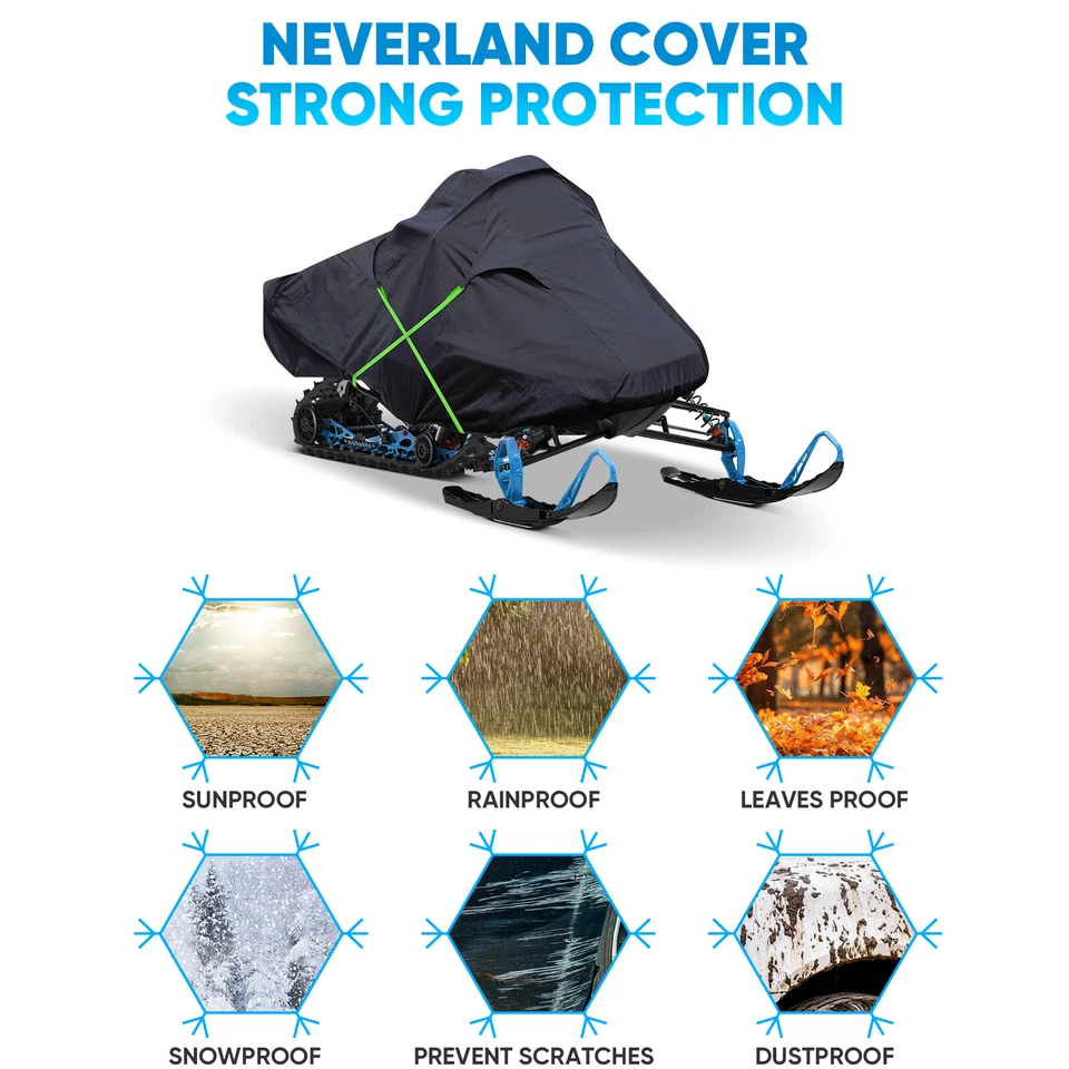 Cubierta impermeable para moto de nieve NEVERLAND para Polaris Ski Doo Yamaha ajuste hasta 110"" Foto 4 de 4