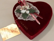 Godiva Dark Red Velvet Valentine Heart Shaped Empty Chocolate Box 7" x 6"
