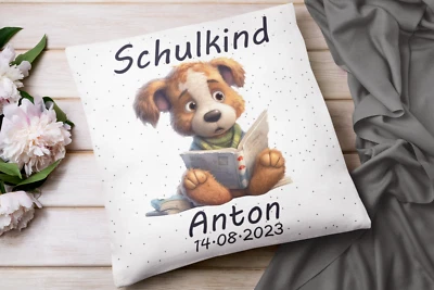 Einschulungs Geschenk | Kissen mit Namen Mädchen Jungen| Geschenke schulanfang - Bild 1 von 4