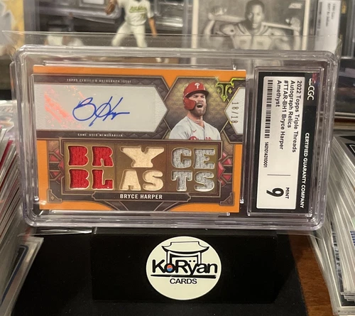 2022 Topps Triple Threads BRYCE HARPER  Triple Relic Auto Amber #18/18 CGC 9 10