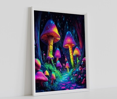 TRIPPY MAGIC MUSHROOM POSTER PRINT PSYCHEDELIC WALL ART SIZE -A4 A3 A2 ...