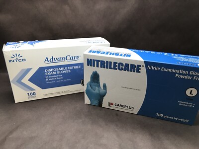 (100/Pk) Disposable Nitrile Exam Gloves - Size Large Blue Color -Brand Will Vary