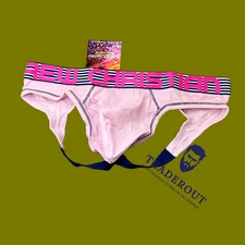 Andrew Christian men pink cotton locker room jock jockstraps underwear size L XL