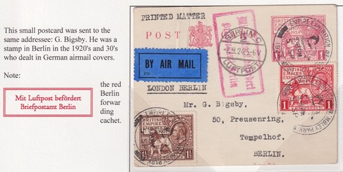 GREAT BRITAIN WEMBLEY PARK EXHIBITION CANCEL 1924 COVER TO BERLIN AIRMAIL