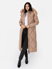 Lovedrobe Mink Longline Coat With Removable Faux Fur Hood