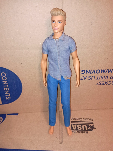 Muñeca Ken Barbie Fashionistas Mattel 2013 pelo moldeado sin zapatos.