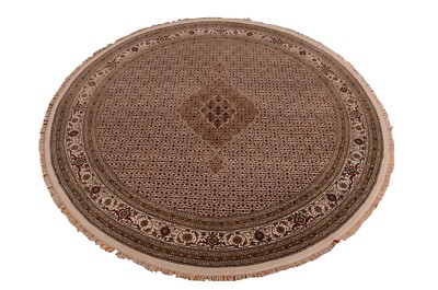 Orientteppich handgeknüpft Rund Tabriz Mahi 244 x 244 cm Lagerverkauf Wolle Neu