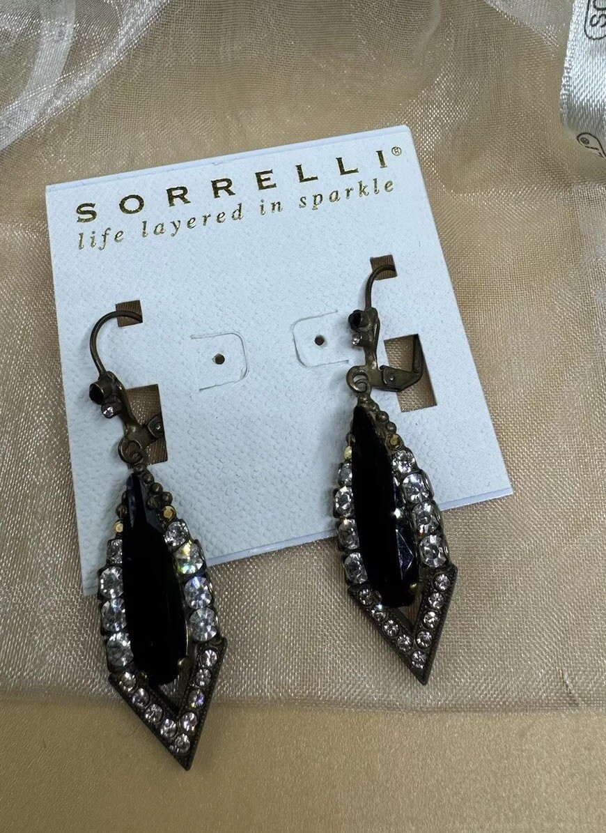 Sorrelli Signed Black Fringe Dramatic Earrings in… - image 1