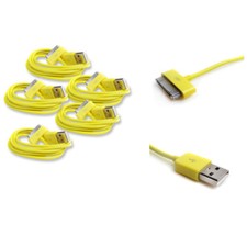 5X 10FT 30-PIN USB SYNC POWER CHARGER YELLOW CABLE CONNECTOR IPHONE 4S IPOD IPAD