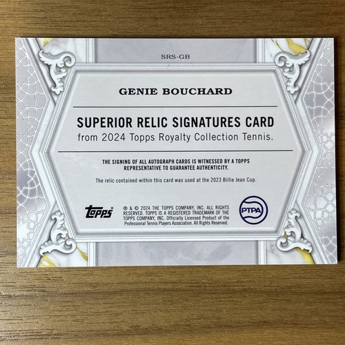 2024 Topps Royalty Tennis Genie Bouchard Superior Relic Signatures - Gold #05/10 - Bild 7 von 11