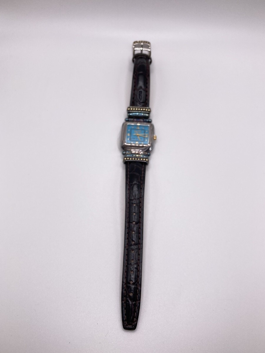 Ecclissi Sterling Silver 22490 Ladies Turquoise Dial Leather  display picture 1