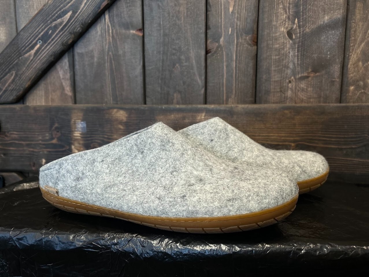 SAOLA Glerups slip on lana grigia con suola in gomma naturale taglia EU (taglia 47)