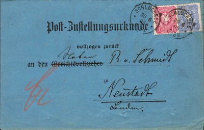 Dt. Ricca 1885 - 10+20 Pf. Certificate of delivery ''Schluchsee'' (#9942)