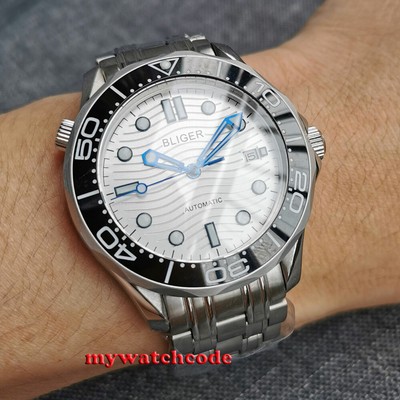 41mm bliger white wave dial sapphire 
