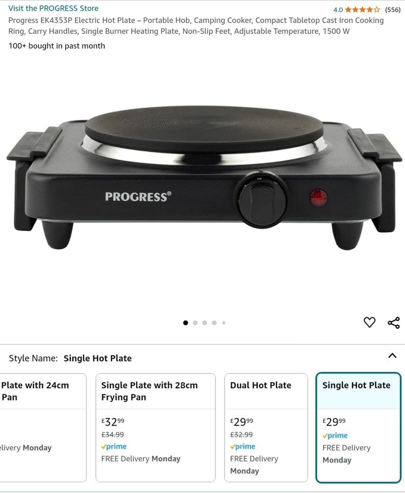 Progress Portable Hob Single Electric Hot Plate 5054061416077 eBay