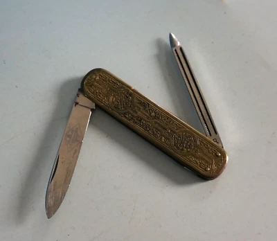 Älteres Taschenmesser Messer mit Feile Dekor Arabisch wohl Erhard Ära (0223-060) - Bild 1 von 4