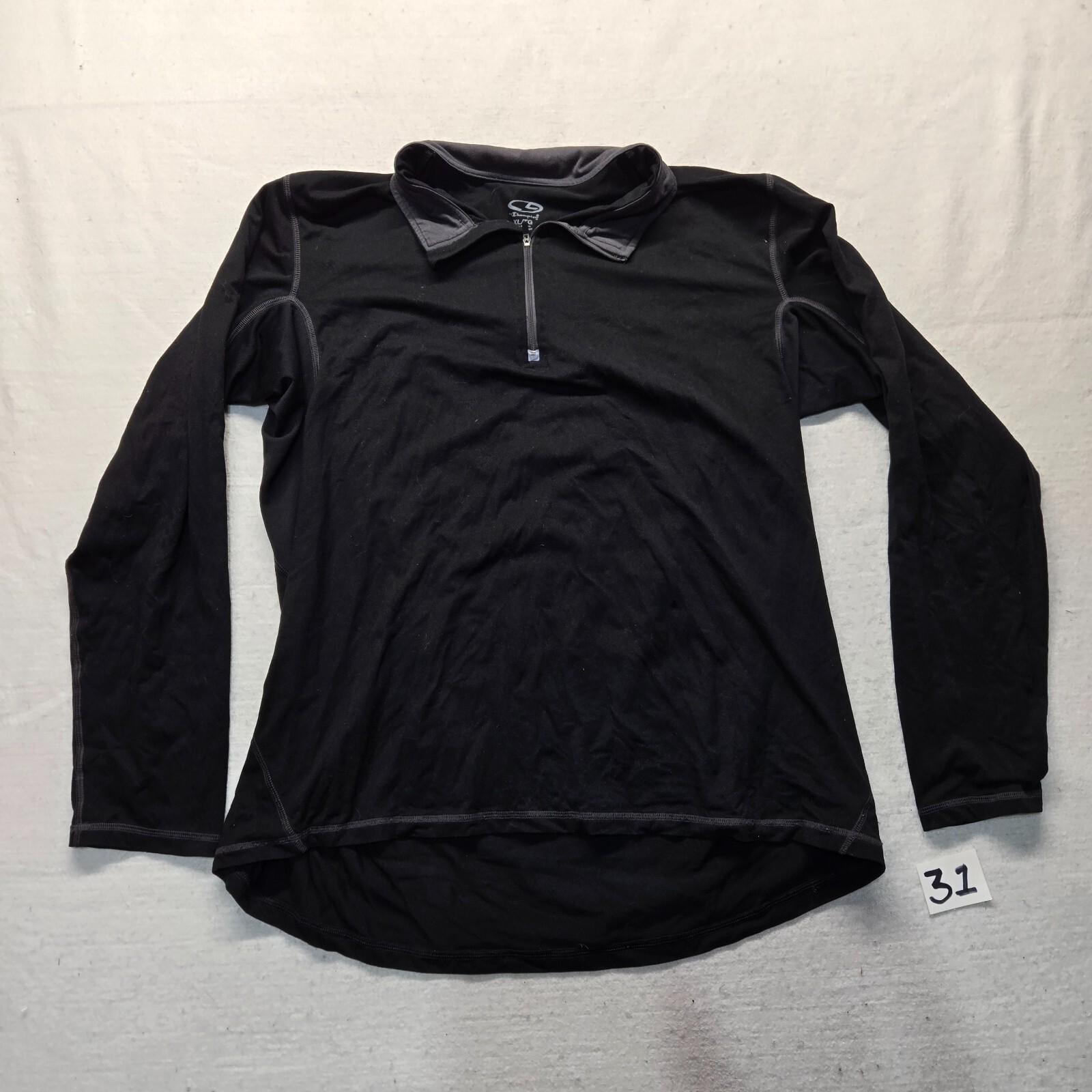 Champion Sweater Solid Black Performance Warm 1/4… - image 1
