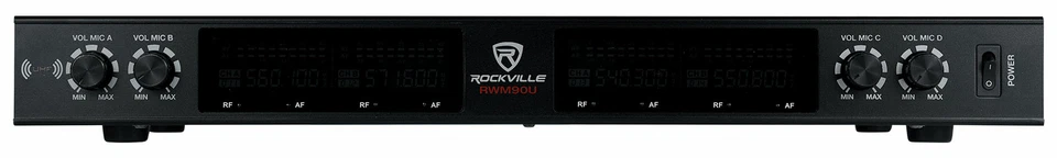Rockville RWM90U Quad UHF Handheld Wireless Microphone System w/LCD+Metal Casing - Image 3 of 4