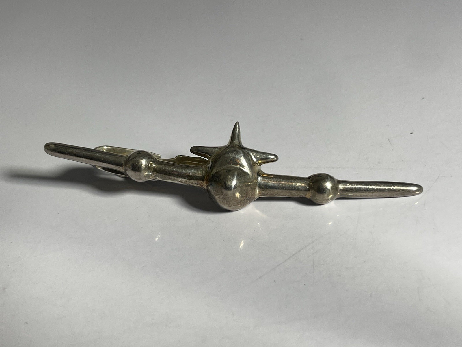 Vintage  Tie Clip Airplane Aircraft 925 Sterling Silver ZINA