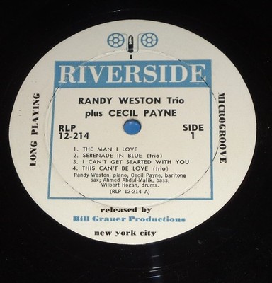 RANDY WESTON Trio + CECIL PAYNE With These Hands - Riverside RLP 12-214 No Cover