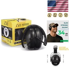 34dB NRR Hearing Protection Ear Muffs - Compact, Lightweight  Adjustable Fit