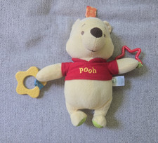 Disney Baby Winnie the Pooh Plush Rattle Teether Clip Toy Yellow/Red