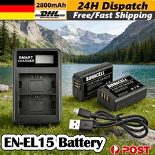 Per fotocamera Nikon D7000 batterie digitali 2 x 2800 mAh EN-EL15 batteria e caricabatterie NUOVO