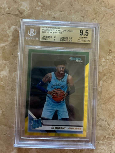2019-20 Donruss Holo Green & Yellow Ja Morant Rated Rookie # 202 RC BGS 9.5