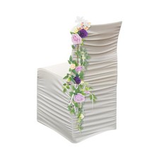 10Pcs DIY Wedding Chair Flowers Purple Green Faux Floral Decor for Ceremony